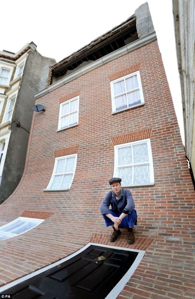 Artist Alex Chinneck transformed this Victorian home into a playful architectural illusion.