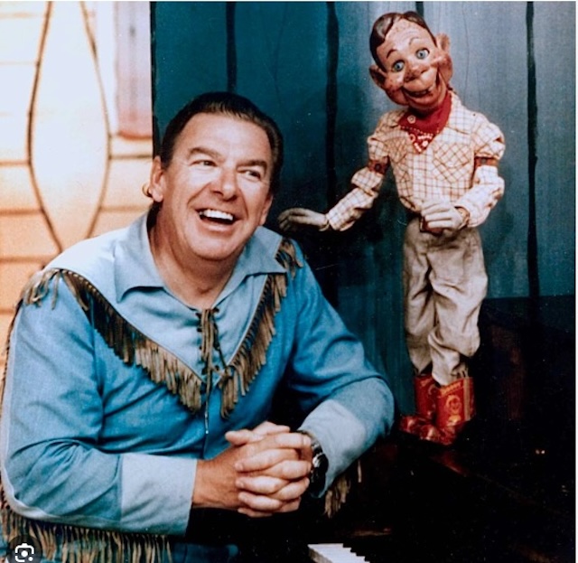 Buffalo Bob Smith with his beloved puppet Howdy Doody, a duo that entertained millions of American children in the 1950s.