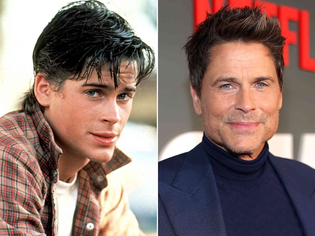 Rob Lowe as Sodapop Curtis in "The Outsiders" and a present-day photo. From his early days as a heartthrob to his enduring career in Hollywood, Lowe continues to charm audiences