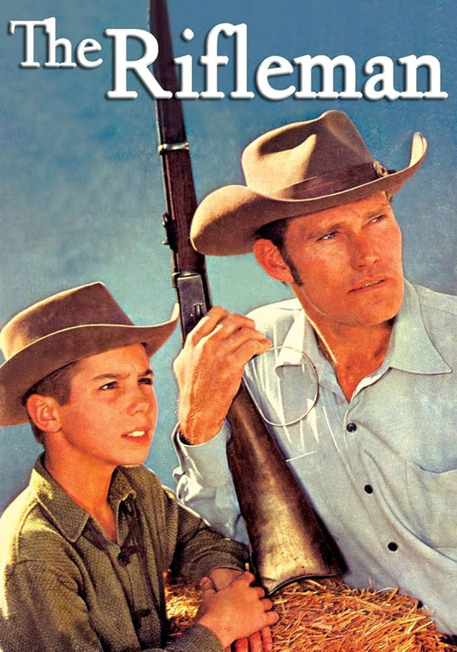 Chuck Connors and Johnny Crawford in The Rifleman