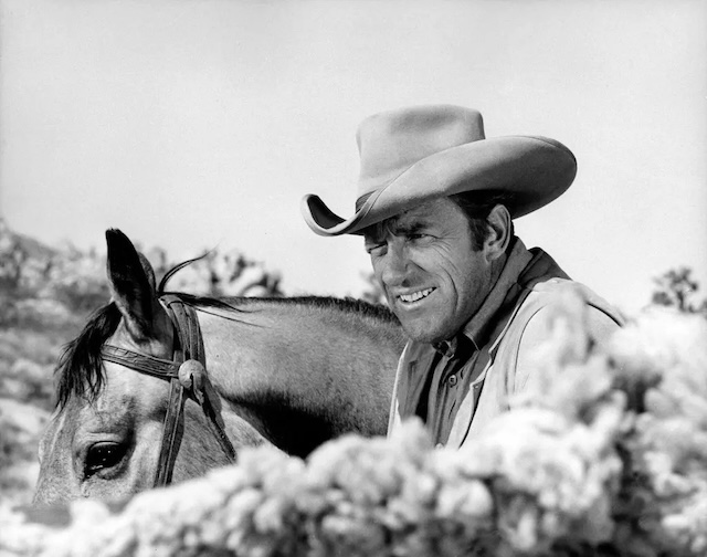 A younger James Arness as Matt Dillon in a classic Gunsmoke episode, embodying the tough yet compassionate lawman of Dodge City