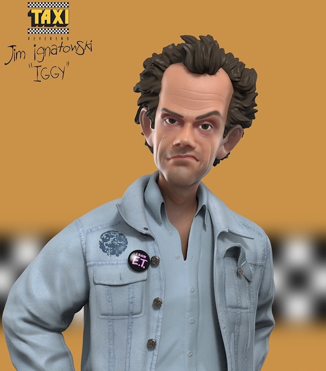 A collectible figurine immortalizes Christopher Lloyd's character from Taxi, capturing his distinct look and carefree attitude