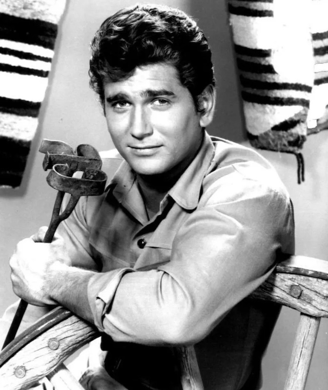 Michael Landon captured in his early years on Bonanza, where his charm and good looks quickly won over audiences