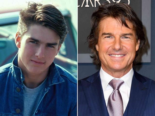 Tom Cruise then and now - as the spirited Steve Randle in "The Outsiders" and today, a global superstar known for his diverse roles and action stunts