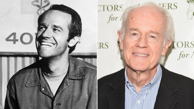 A side-by-side comparison of Mike Farrell during his M*A*S*H days and a more recent appearance, reflecting on his long and distinguished career in television and activism.