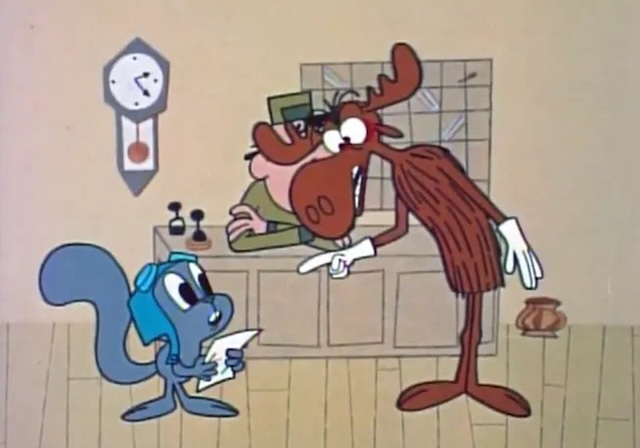 Rocky and Bullwinkle navigate through a tricky situation at the post office, showcasing their teamwork and friendship.