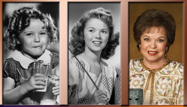 This collage shows Shirley Temple at different stages of her life, from child star to a mature and dignified woman, capturing her incredible journey in Hollywood and beyond