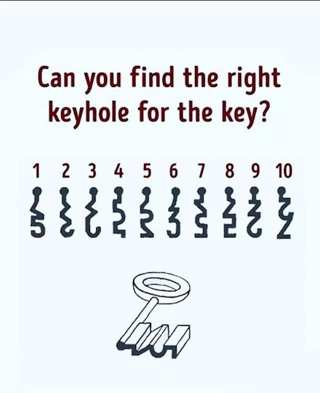 This keyhole puzzle looks straightforward, but can you identify the correct match for the key?