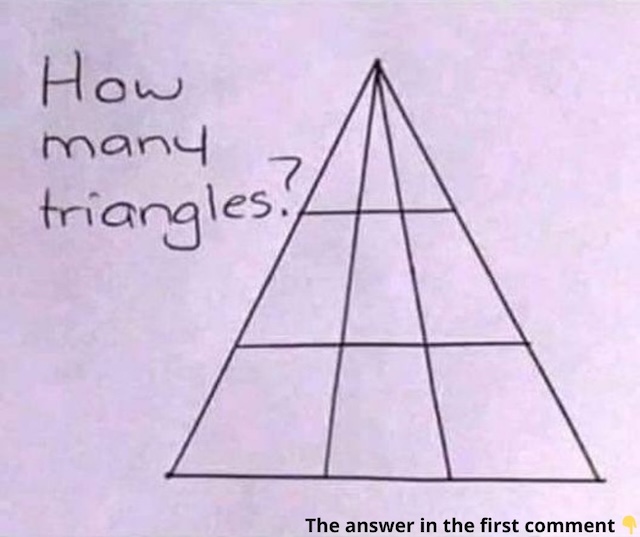 How many triangles can you see in this geometric puzzle? The answer might surprise you!