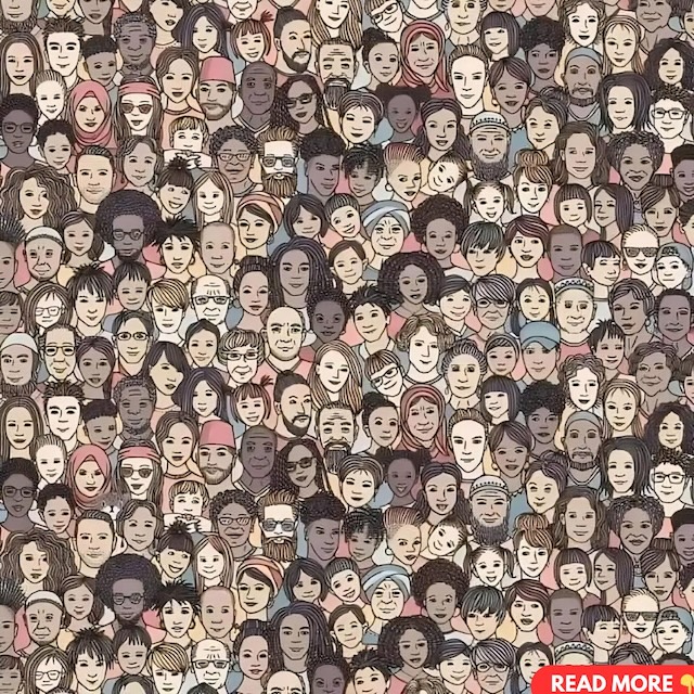 Can you spot the hidden cat in this crowd of faces? Look closely, it's a true challenge for even the sharpest eyes!