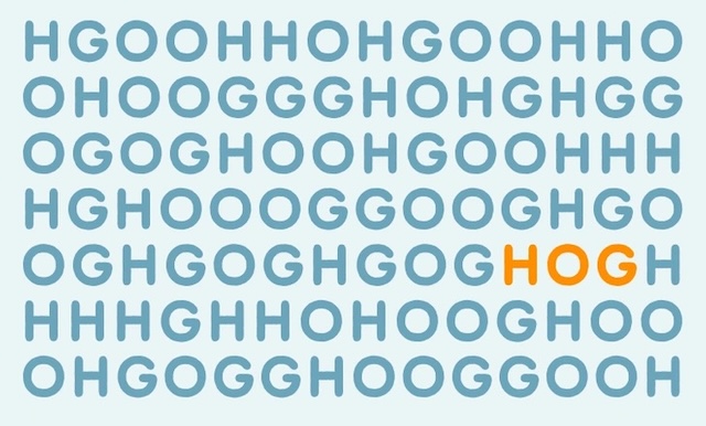 Did you spot it? The word 'hog' cleverly hidden among the letters has been revealed! How fast did you find it?