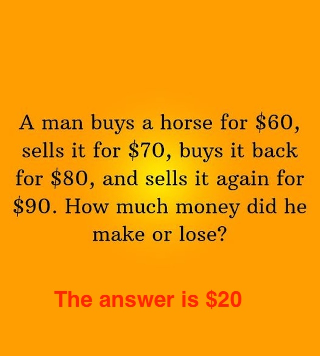 The answer is revealed—did you correctly calculate the $20 profit?