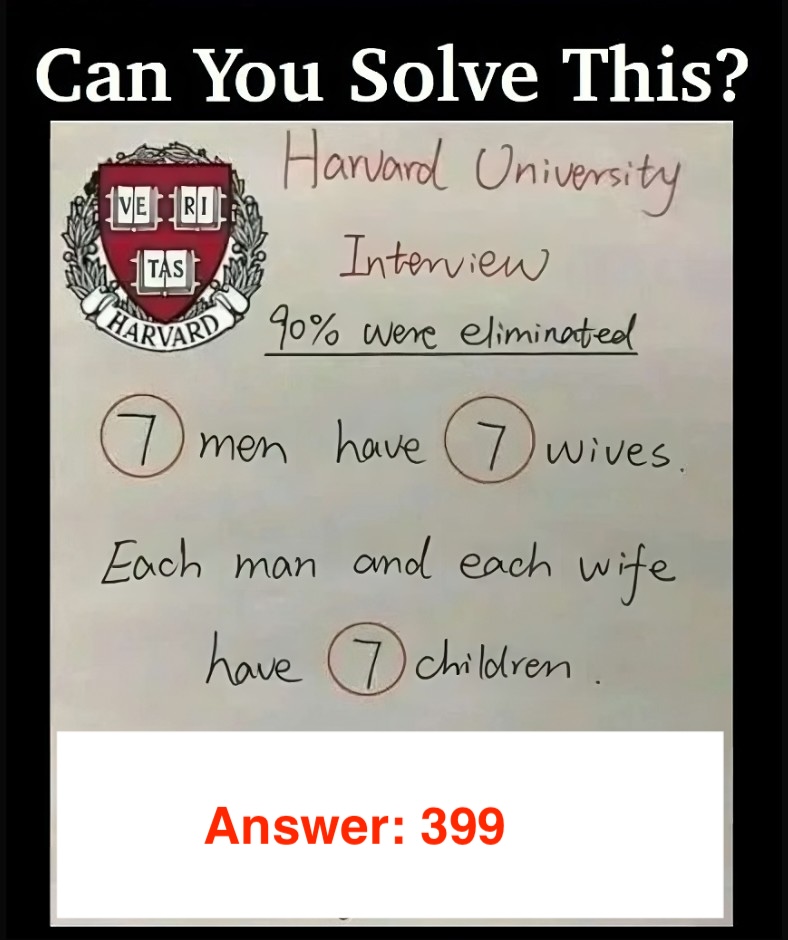 Did you get it right? The answer to the Harvard riddle is 399! Find out how to solve this tricky math puzzle step-by-step.