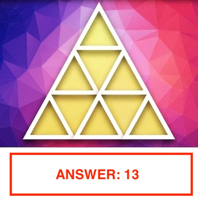 The final answer to the triangle puzzle: 13 triangles.