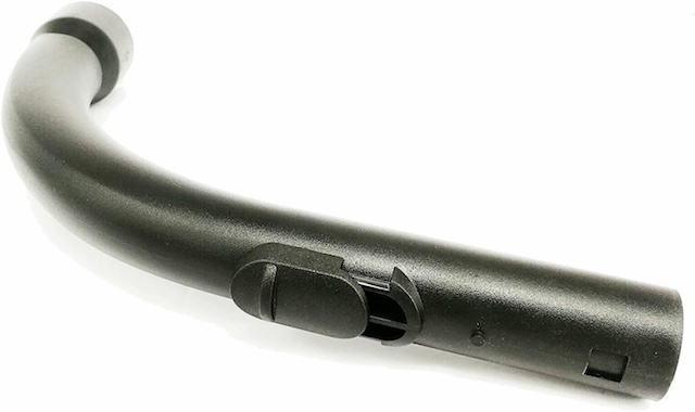 A close-up of a vacuum cleaner handle with a built-in suction control vent, allowing for better adjustment while cleaning different surfaces.