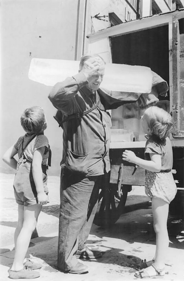 The ice man and the wide-eyed children who looked up in wonder. Can you recall the days when ice was delivered fresh to your door?