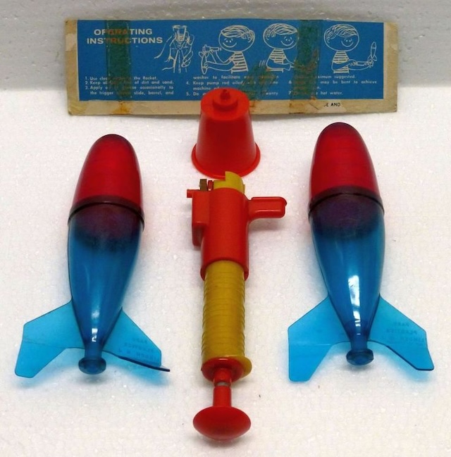 Dual rocket set with the original pump—when one wasn't enough, you had two rockets to fuel twice the fun and memories!