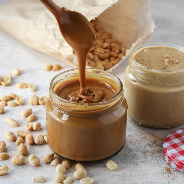 Natural peanut butter with minimal ingredients—best kept in the fridge to prevent oil separation and maintain freshness. Or does the pantry work just as well?