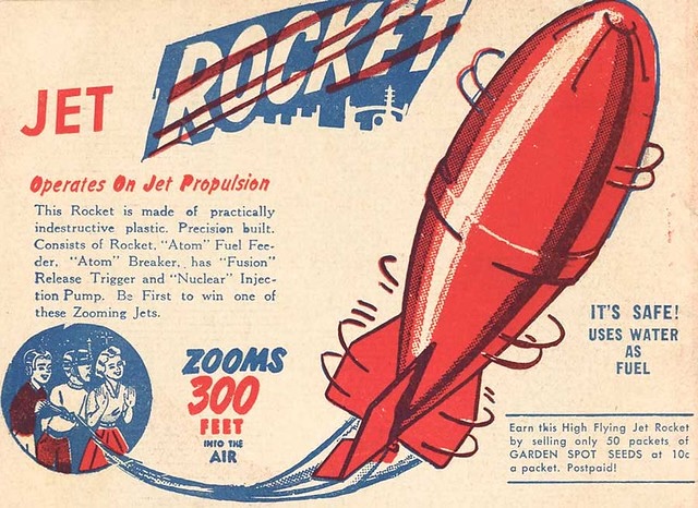 Vintage ad for the Jet Rocket—'Zooms 300 feet into the air!' Nothing beats the thrill of a summer toy that could soar as high as our dreams.