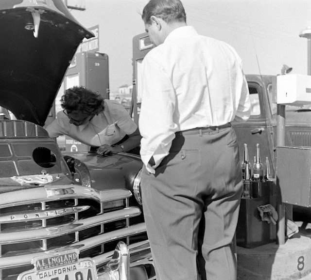 In earlier times, gas stations often offered more services than just fuel, including minor mechanical work by attendants