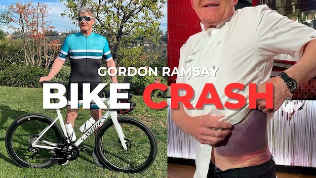 Gordon Ramsay shares details about his bike crash and the importance of wearing a helmet.