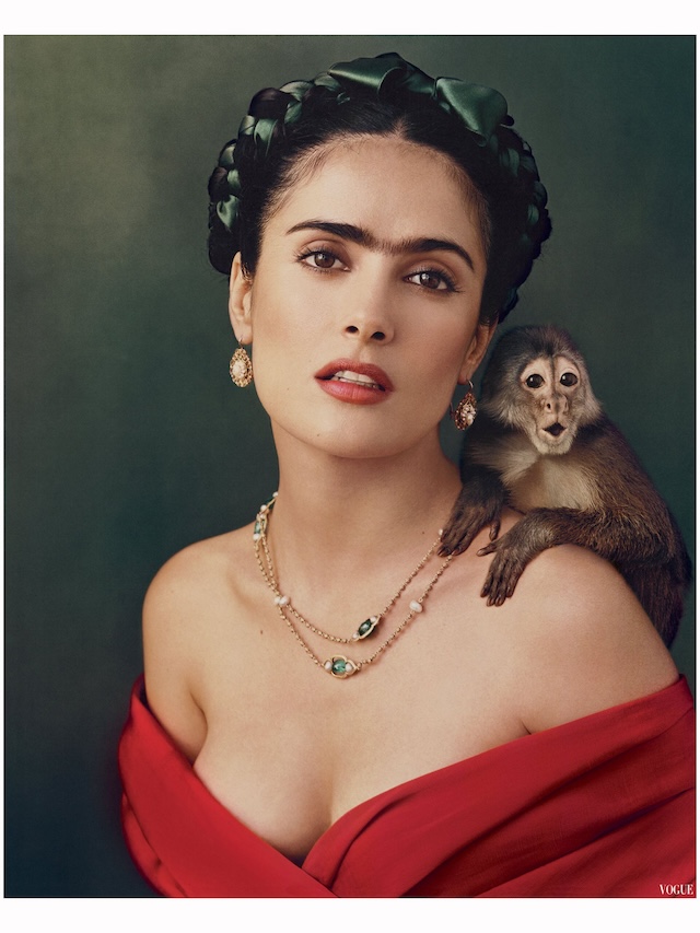 Salma Hayek in her famous role as Frida Kahlo in the 2002 biographical film Frida, where she mesmerized audiences with her performance