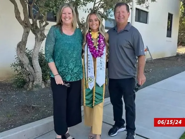 Shelby Daniele celebrates her achievements with her parents during her graduation in June 2024