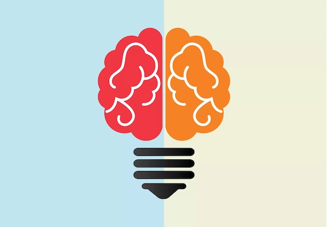 A vibrant depiction of the brain divided into left and right hemispheres, representing logic and creativity. Which side do you relate to more?