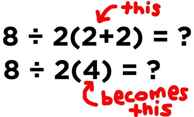 The key to solving this puzzle lies in proper order of operations. Does this look right to you?