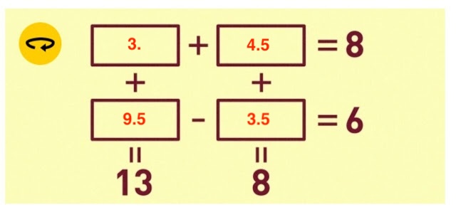 Solution revealed! The numbers 3, 4.5, 9.5, and 3.5 fit perfectly to solve the equation. Did you get it right?