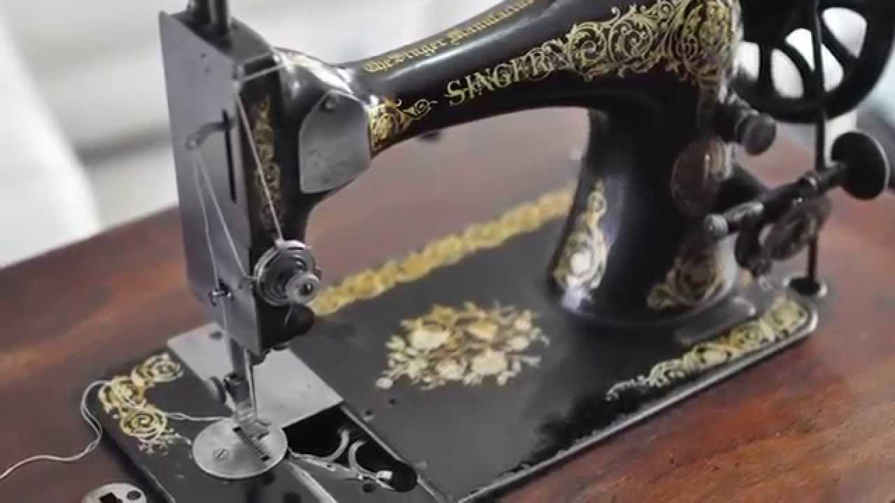 Known for its detailed, ornate designs, the 1894 Singer sewing machine represents the peak of craftsmanship with its golden embellishments and sturdy iron frame.