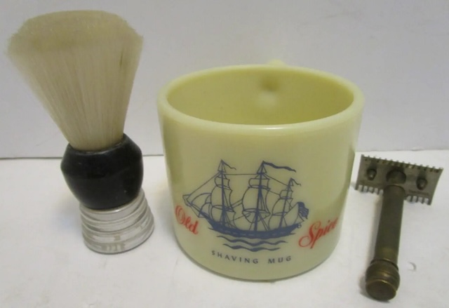 A charming vintage shaving set, perfect for grooming while reflecting on the era of traditional wet shaving