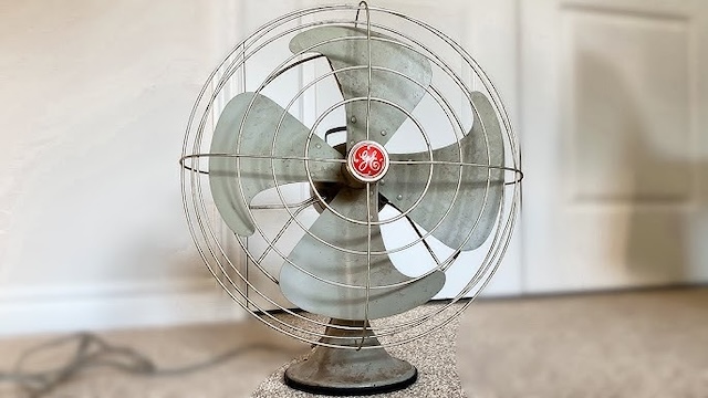 Another vintage GE fan, standing proudly as a symbol of timeless design and durable craftsmanship