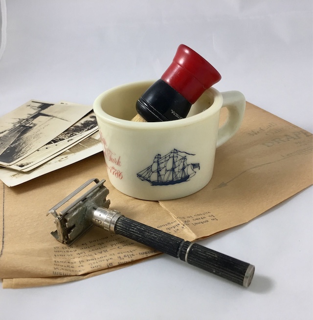 Complete with soap, brush, and razor, this vintage shaving set is a reminder of the elegance and precision in traditional shaving