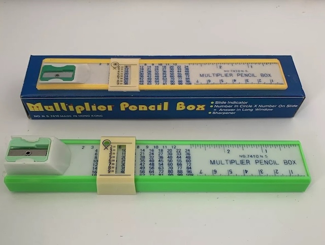 Complete with its original packaging, this multiplier pencil box still carries the charm of classroom days gone by