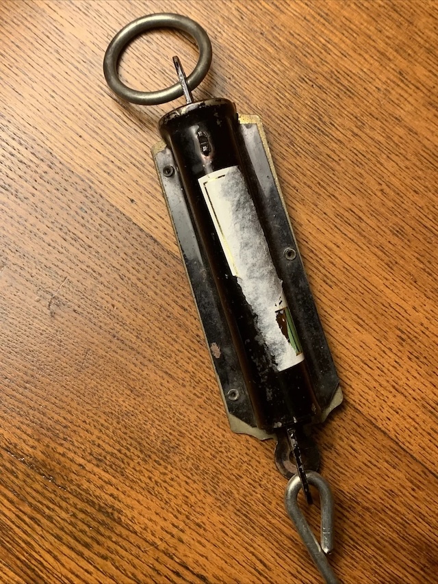 Featuring a clear view of the balance's back, this "Vintage Pocket Balance Hanging Scale" hails from Germany, where precision and durability were key in its design