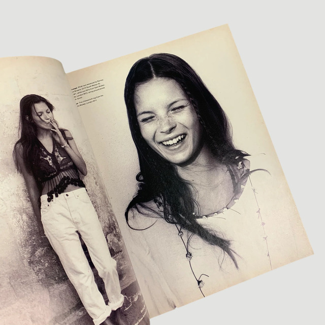 Kate Moss's early breakthrough moment, showcasing her natural beauty and raw charm