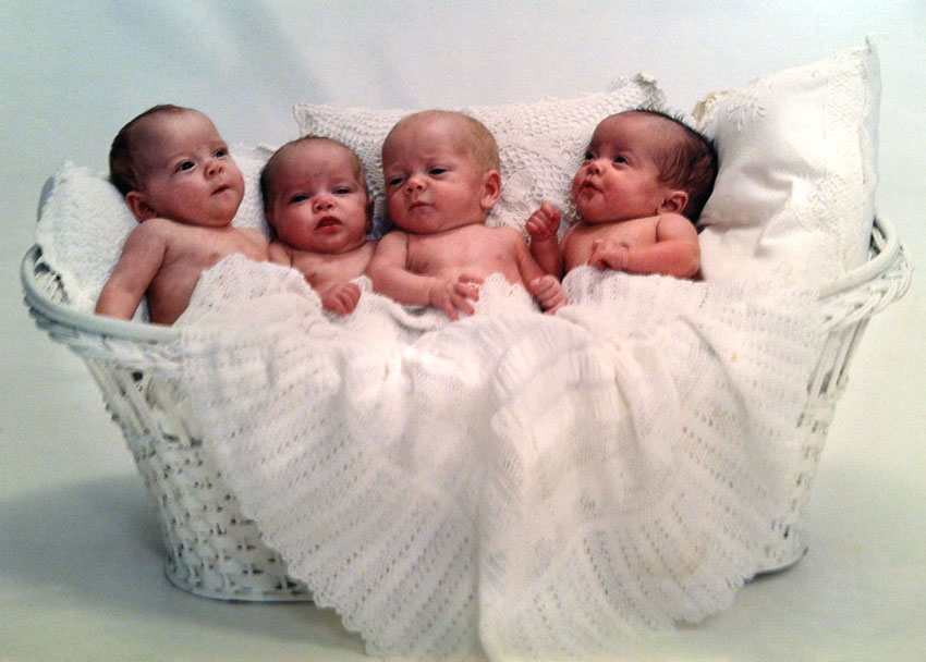 This family portrait of the Regulacion quadruplets remains proudly displayed in their home.