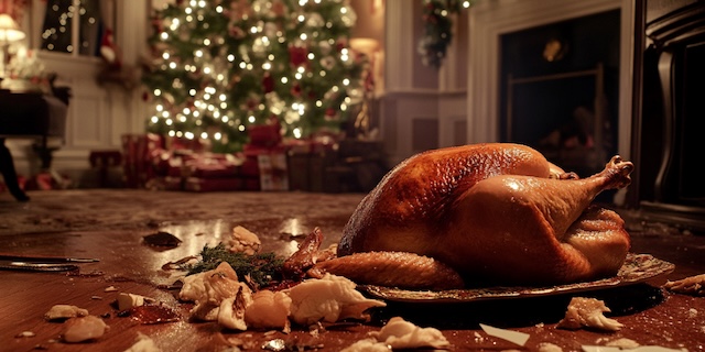 The fallen centerpiece of the Thanksgiving meal serves as a reminder that not all traditions go as planned