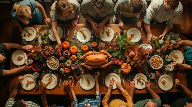  A beautifully set Thanksgiving table, full of promise and anticipation, before the infamous turkey incident