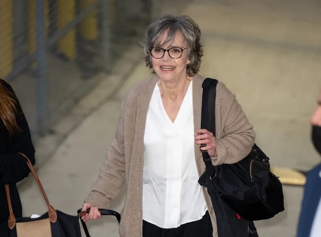 Sally Field in a casual and relaxed look, embodying the natural, down-to-earth lifestyle she has embraced