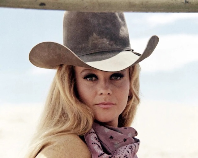 The actress as Mrs. Lowe in "The Train Robbers" in 1973