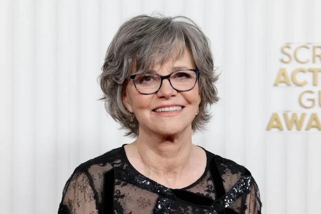 Sally Field at a recent event, radiating confidence and embracing her natural beauty at 76