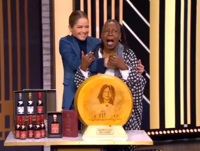 A playful moment on Whoopi Goldberg's birthday episode, where she shares a funny quip with co-host Sara Haines