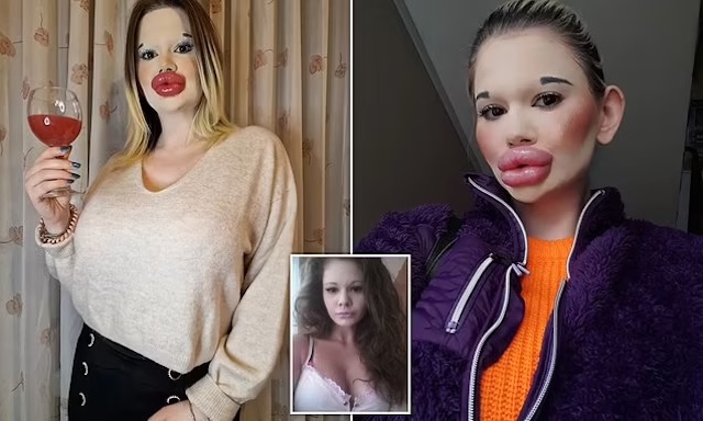 Andrea’s journey to bigger lips continues with several enhancements over time, aiming for the record for the biggest lips in the world