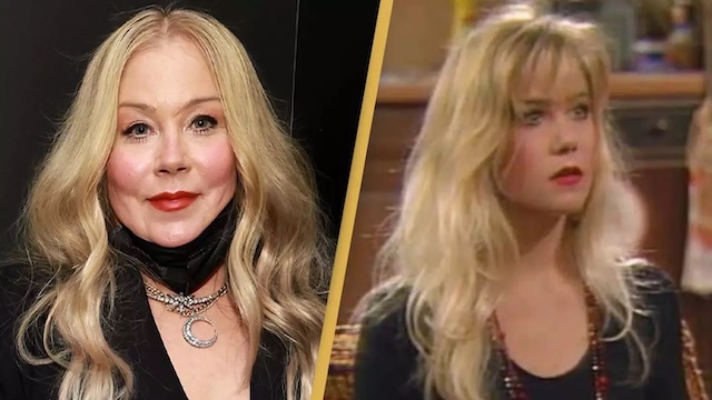 Christina Applegate in her Married with Children days, contrasted with her stunning transformation into a powerful advocate for MS awareness and a symbol of strength and resilience