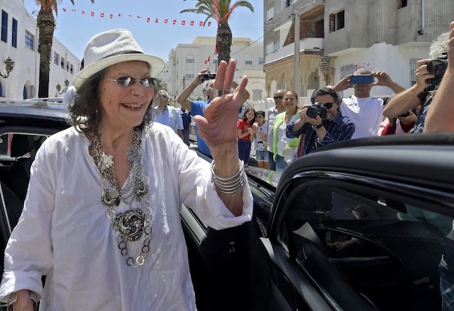 Claudia Cardinale attends the inauguration of the Claudia Cardinale street on May 29, 2022, in La Goulette, Tunisia