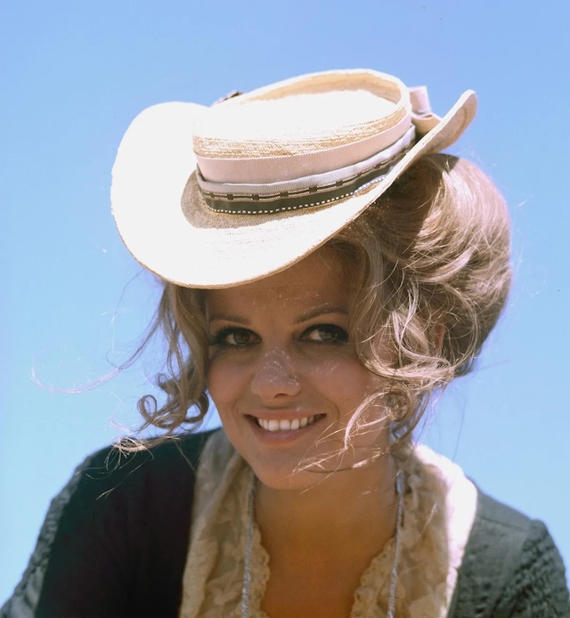 Claudia Cardinale on the set of "One Upon a Time in the West," 1968