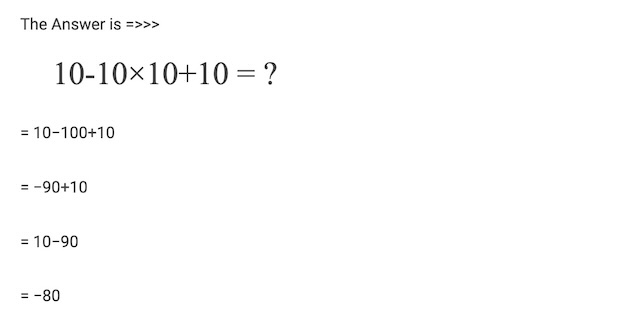 Here’s the step-by-step solution! Did you follow the order of operations correctly to get -80?