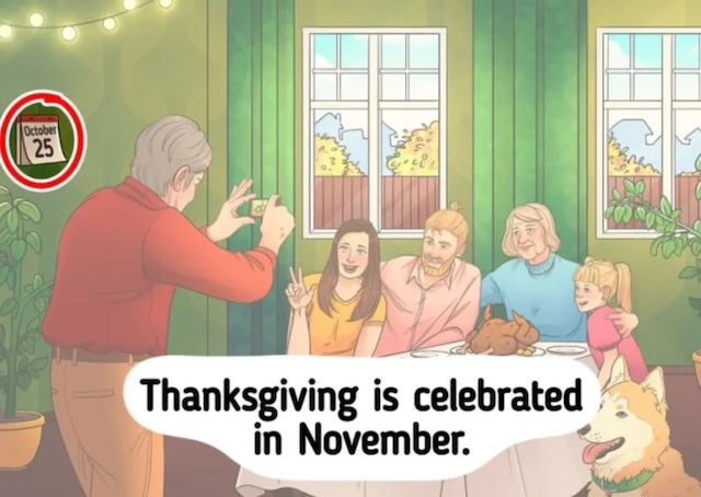 Thanksgiving is celebrated in November, not October! Did you spot this subtle detail?